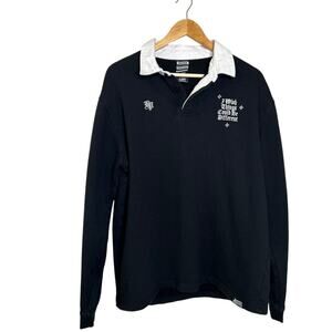 Broken Promises Men's Wishful Thinking Black Rugby Shirt XL Bold Logo